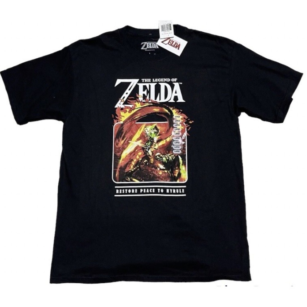 The Legend of Zelda Link Nintendo Peace to Hyrule Black T-Shirt‎ Unisex Cotton